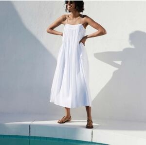 AYR Easy Breezy Dress in White Shadow Stripe Cotton, L, EUC.